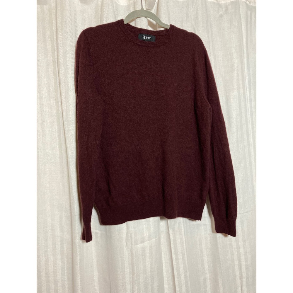 Quince 100% Cashmere Crewneck Sweater Burgundy Wine Red Mens Large Quiet Luxury